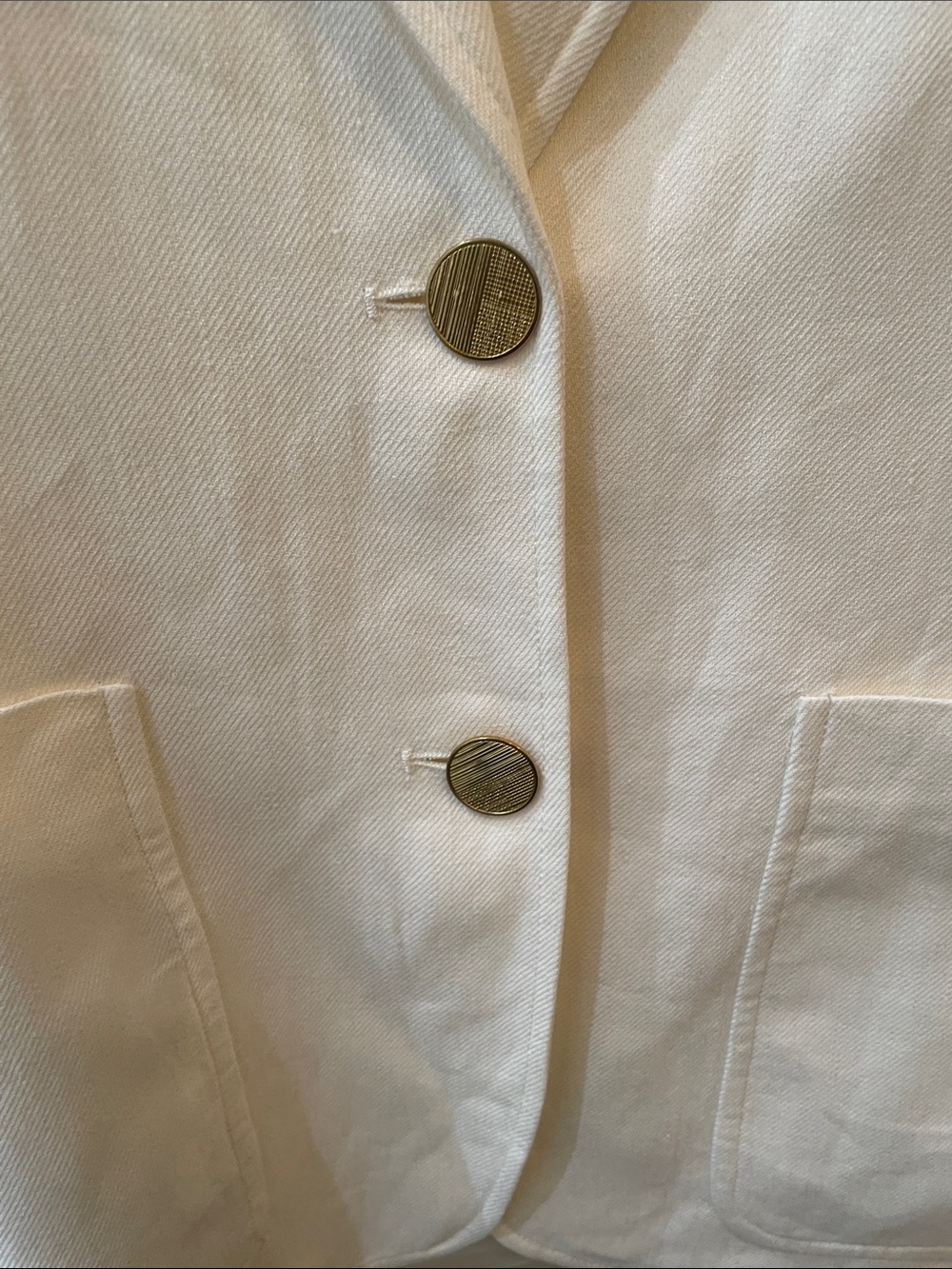 Zara Cream Linen-Blend Blazer with Gold Buttons - Picture 7 of 12